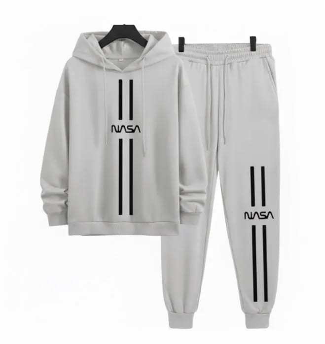 2 Pcs Men's Polyester Printed Hoodie Track Suit