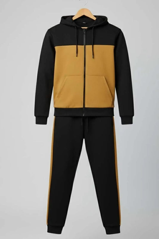 2 Pcs Men's Polyester Fleece Plain Zipper Track Suit