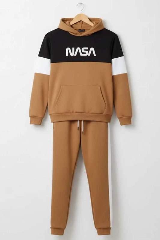 2 Pcs Men's Polyester Fleece  Printed Hoodie Track Suit